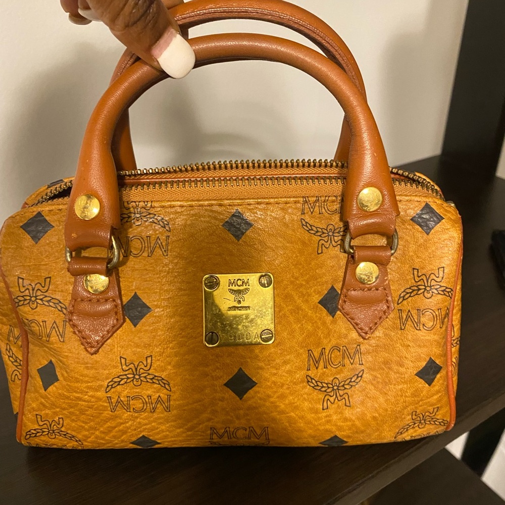 Authentic MCM Cognac Visetos Satchel